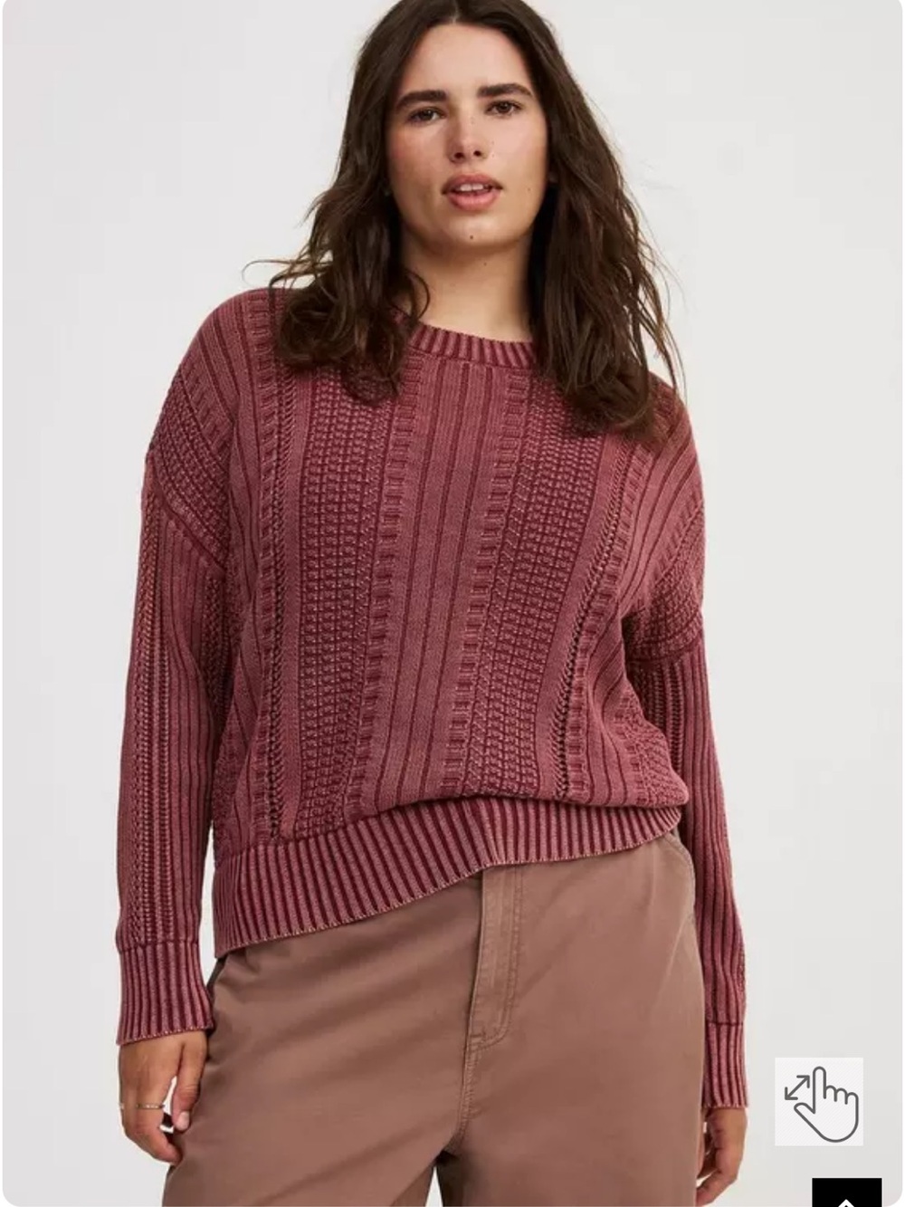Torrid Size 1 Textured Knit Sweater Mauve Plum Ribbed Crewneck Fall